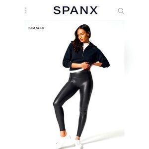 Spanx Faux Leather Leggings Black Size 2X Petite